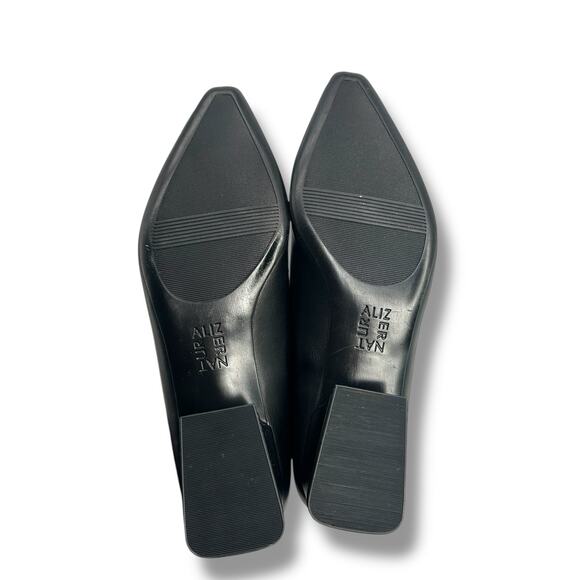 Naturalizer Black Low Heel Pumps Size 7 Chunky Kitten Heel Pointy Toe Heels - Picture 7 of 11